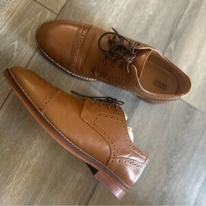 Johnston & Murphy Tan Leather Cap Toe Shoes for Boys